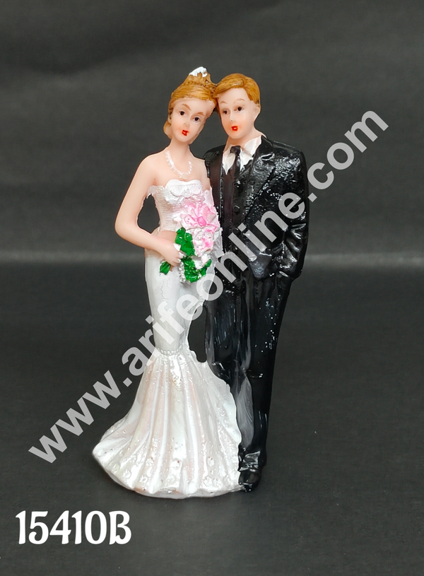 CAKE DECOR™ 1 Pcs Wedding Couple Ceramic Figure Cake Topper Decorations (SBCT-15410B-J)