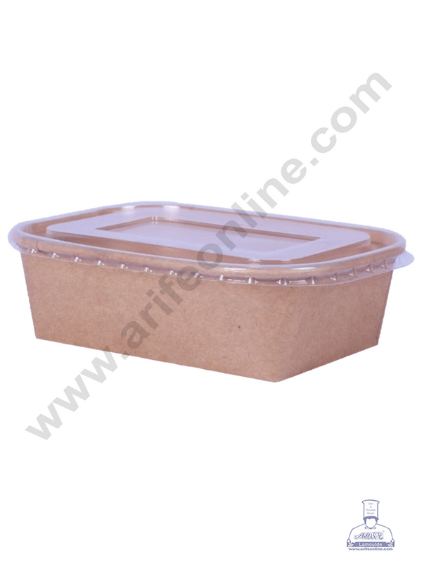 Kraft Paper Rectangle Box with Lid | Disposable Salad Box - (10 pcs Pack ) - CAKE DECOR™