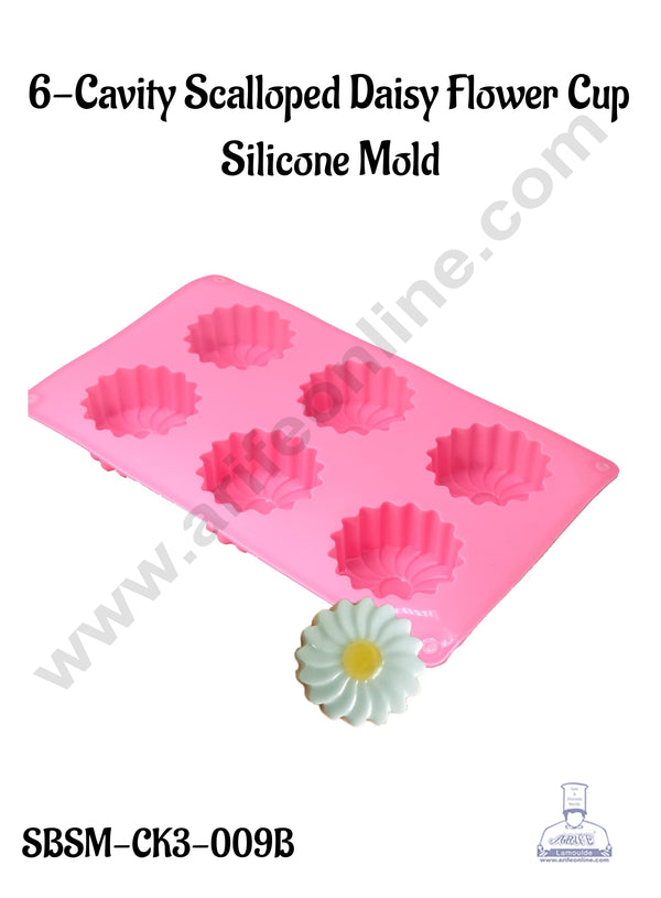 CAKE DECOR™ 6-Cavity Scalloped Daisy Flower Cup  Silicone Mold│SBSM-CK3-009B│