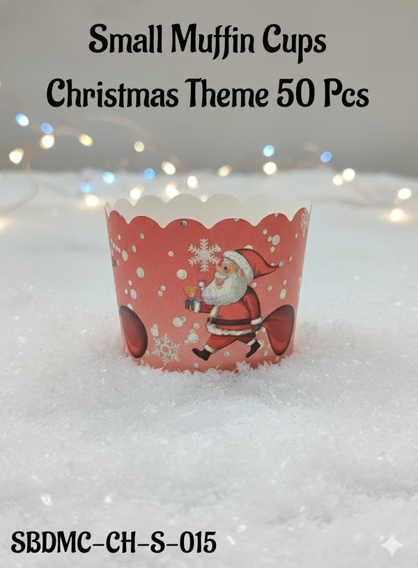 CAKE DECOR™ Deep Muffin Cup Christmas Theme | Muffin Cupcake Liners (50Pcs Pack) Design-16