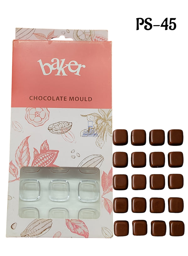 CAKE DECOR™ Regular Bakers 21-Cavity Polycarbonate Rounded-Square Chocolate Mold |SBPS-45|1 Piece|