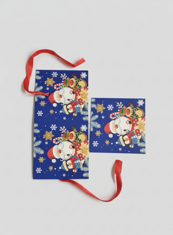 Christmas Square Hamper With Ribbon Box - Blue | 15 x 15 x 15 cm | 1 Piece - CAKE DECOR™