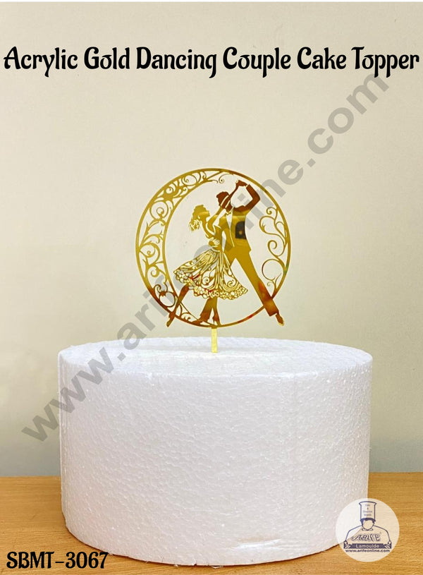 CAKE DECOR™ 5 inch Acrylic Gold Mirror Finishing Dancing Couple Cake Topper (SBMT-3067)