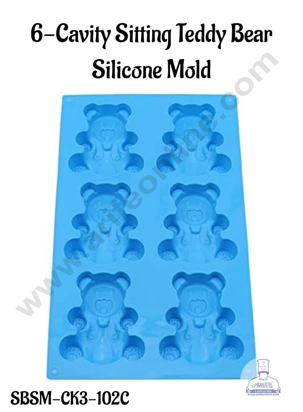 CAKE DECOR™ 6-Cavity Sitting Teddy Bear Silicone Mold│SBSM-CK3-102C│