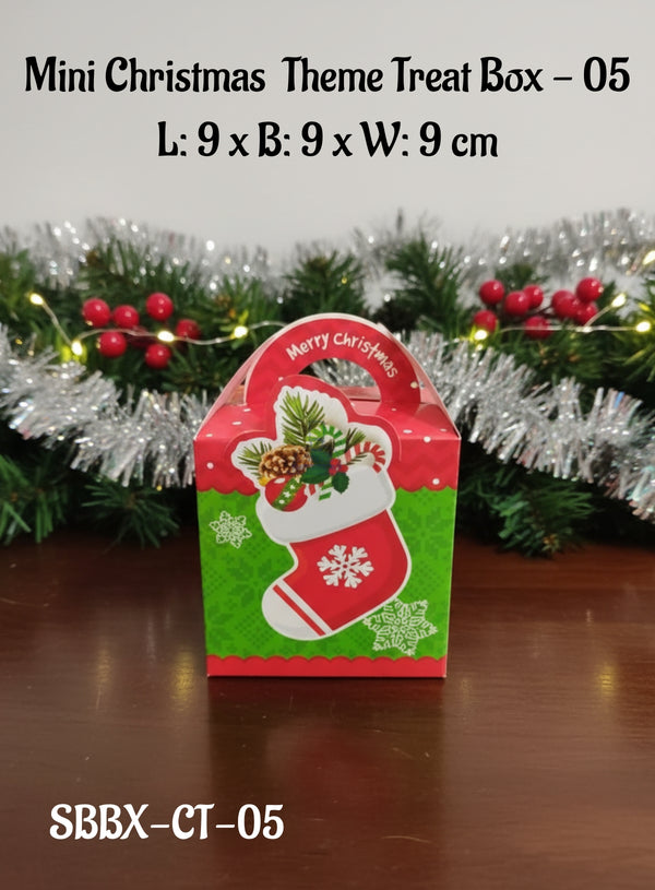 CAKE DECOR™ Mini Christmas Theme Treat Box - 05 | L: 9 x B: 9 x W: 9 cm |Gift Box | Candy Box | Cookies Box | Sweet Treats Box| SBBX-CT-05 (10 Pcs Pack)
