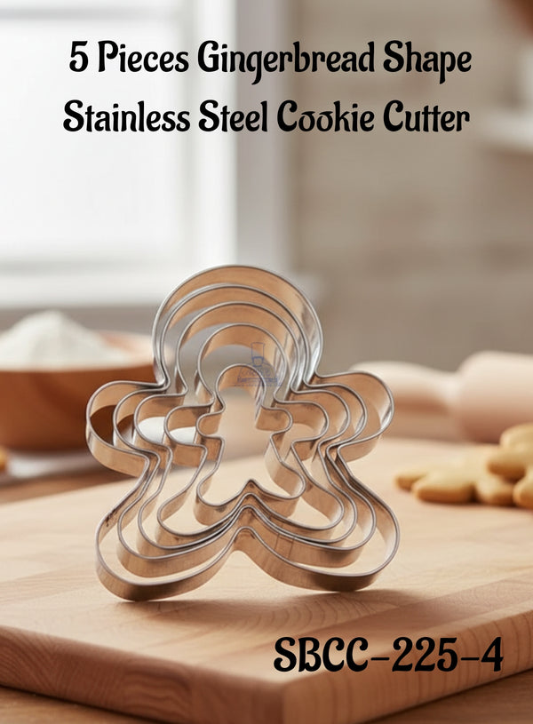 CAKE DECOR™ 5 Pcs Gingerbread Shape Stainless Steel Cookie Cutter|Cutter Bakeware Mould|