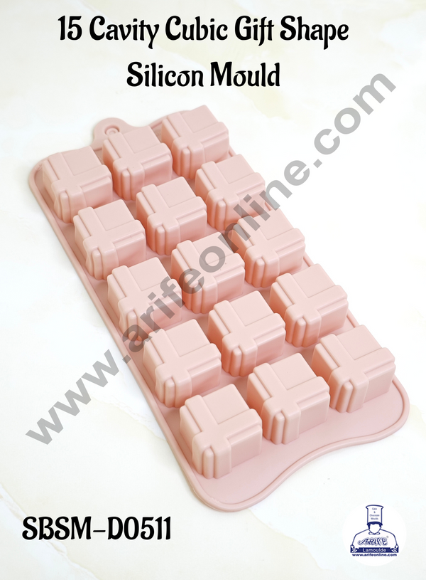 CAKE DECOR™ 15 Cavity Cubic Gift Shape Silicon Chocolate Mould