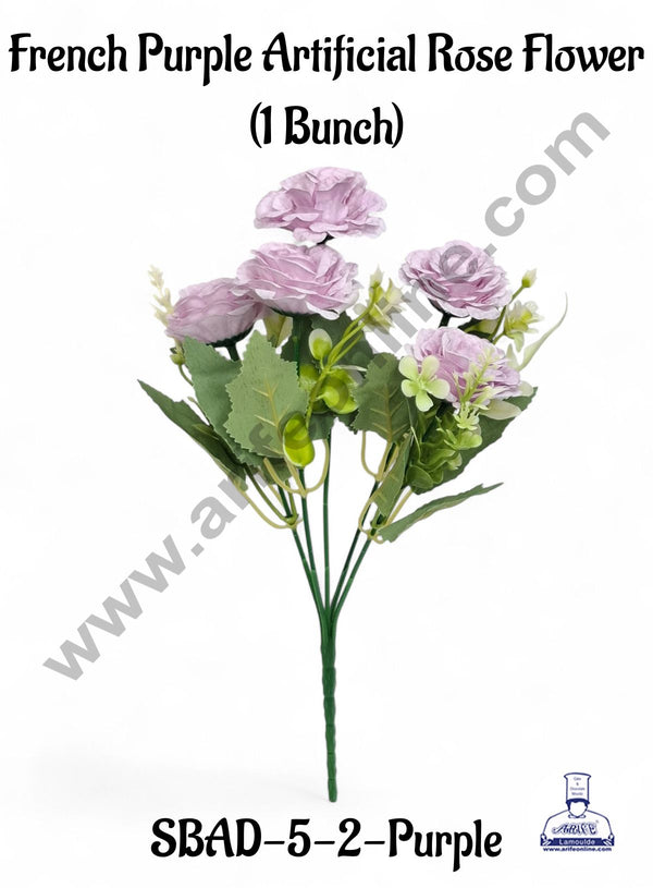 Purple French Rose Artificial Flower bunch For Cake Decoration – ( 1 Bunch ) Cake Decor™
