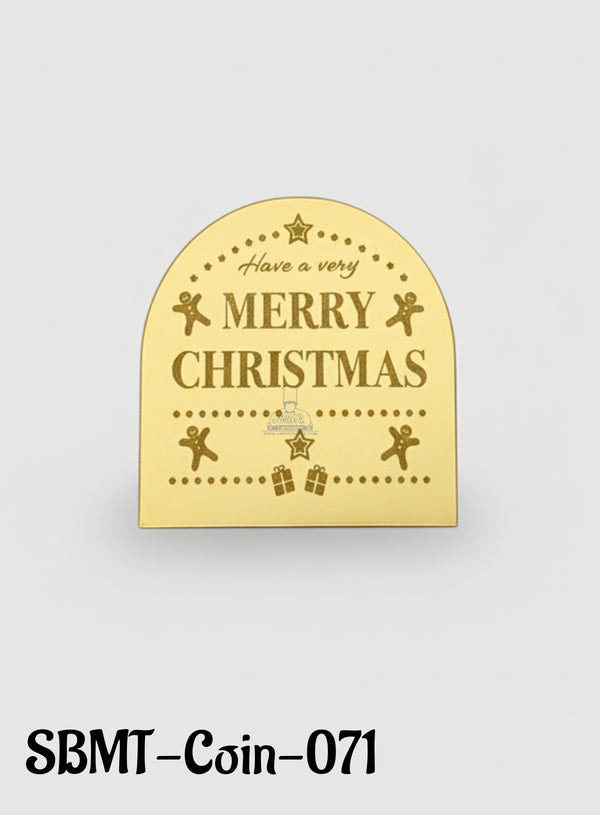CAKE DECOR™ Acrylic Merry Christmas Coin Topper for Cake and Cupcakes ( SBMT-Coin-071)| 1 Piece |