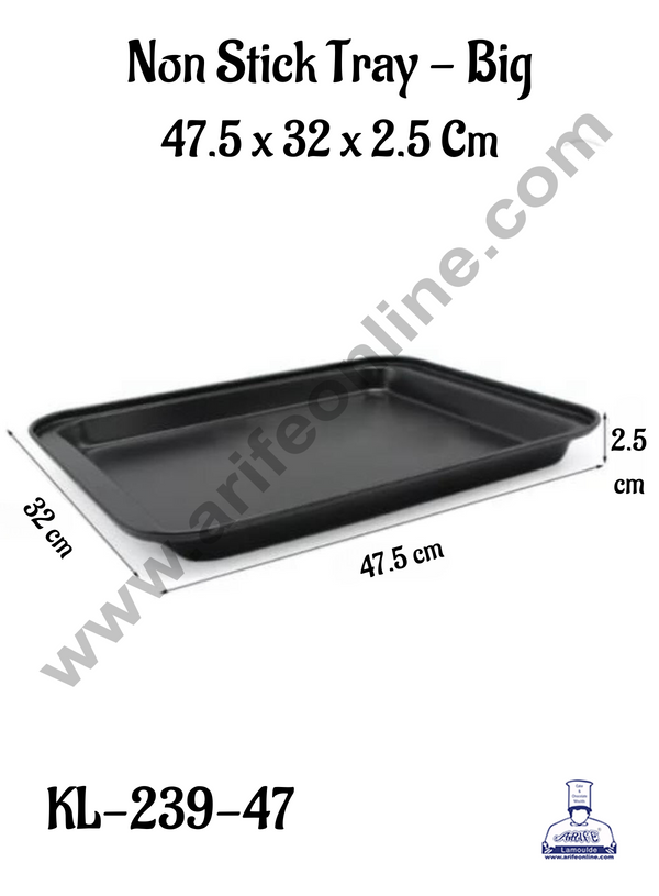 CAKE DECOR™ Non Stick Tray |  Nonstick Baking Pans for Oven w/Rimmed Border, Professional Reusable Baking Trays for Toaster Oven Replacement  - Big 47.5 x 32 x 2.5 Cm