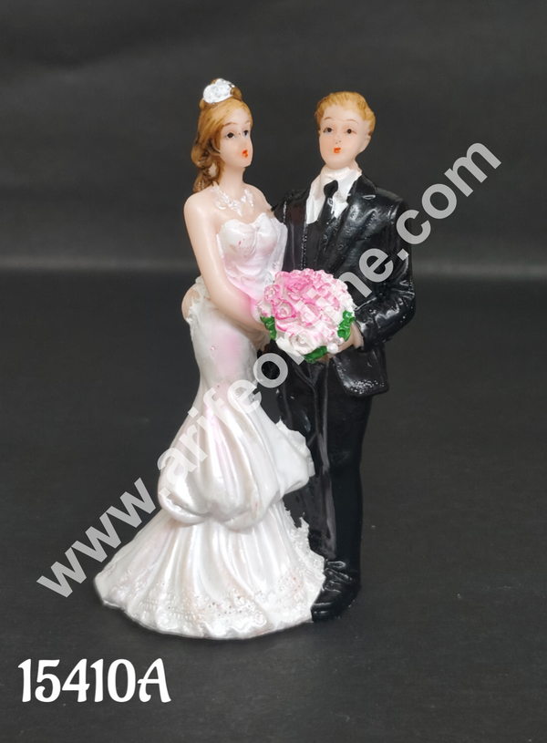 CAKE DECOR™ 1 Pcs Wedding Couple Ceramic Figure Cake Topper Decorations (SBCT-15410A-J)