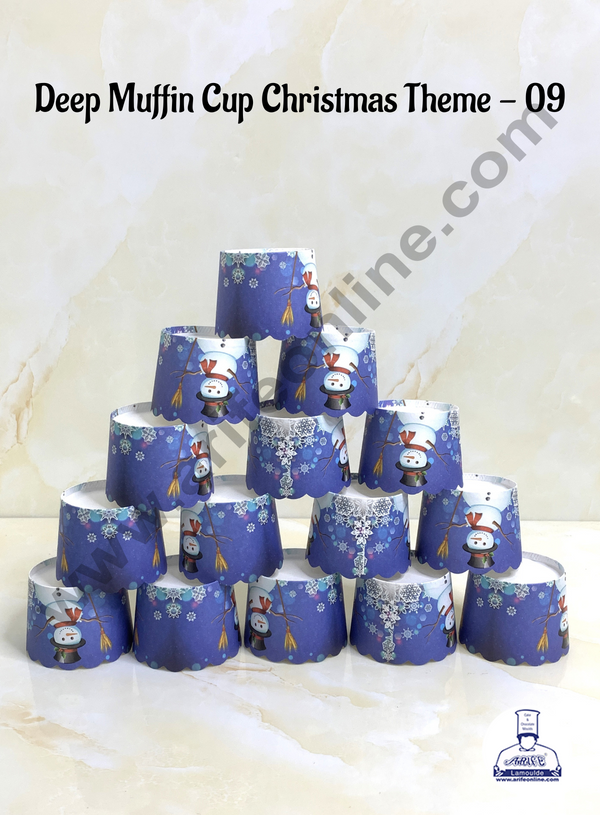 CAKE DECOR™ Deep Muffin Cup Christmas Theme | Muffin Cupcake Liners (50Pcs Pack) Design-09