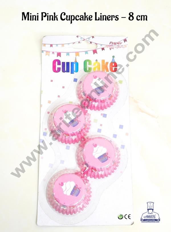 Cake Decor™ Mini Pink Cupcake Liner - 8 cm | Baking Cups | Cupcake Mold Paper | Muffin Paper  Random | 100 pcs Pack