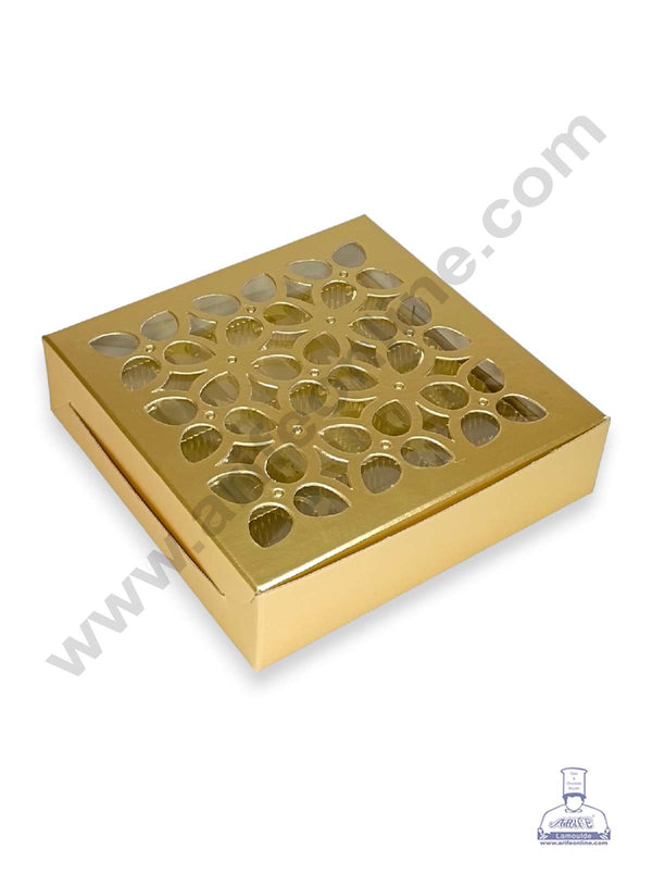 CAKE DECOR™ 9 Cavity Chocolate Box with Cavity & Cutout Window Without Handle ( 10 Piece Pack ) - Gold