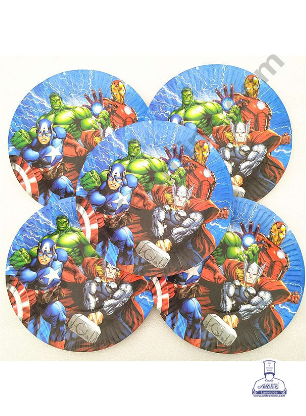 CAKE DECOR™ 9 inch Avengers Theme Paper Plates | Disposable Plates | Birthday | Party | Occasions | Round Plates - Pack of 10