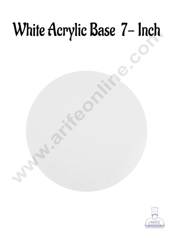 Cake Decor 7 Inch Round White Acrylic Cake Board Ganaching Plate (2mm thickness)