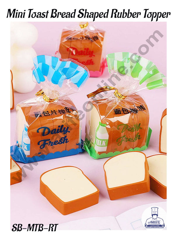 CAKE DECOR™ 4 Pcs Mini Toast Bread Shaped Rubber Topper| Return Gifts