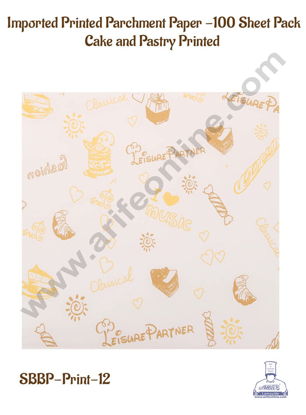 CAKE DECOR™ Imported Printed Parchment Paper | Bento Box Liner | Grease Proof Paper | Wrap Paper -Cake and Pastry Print /Plaid Print (100 Sheets)