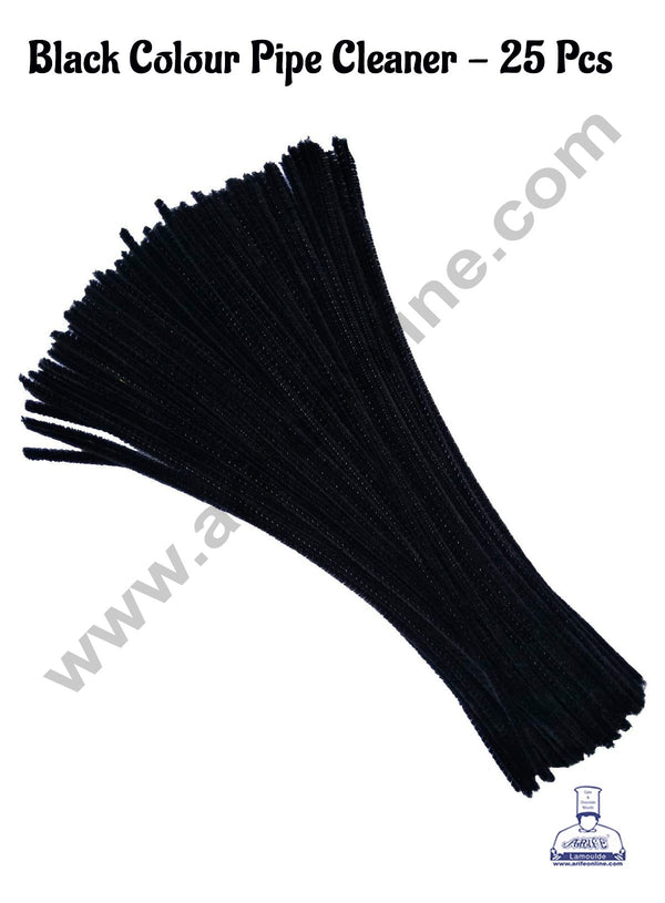 Cake Decor™ 25 Pcs Black Colour Pipe Cleaner Tie For Art And Craft , Gift , Chocolate Wraping