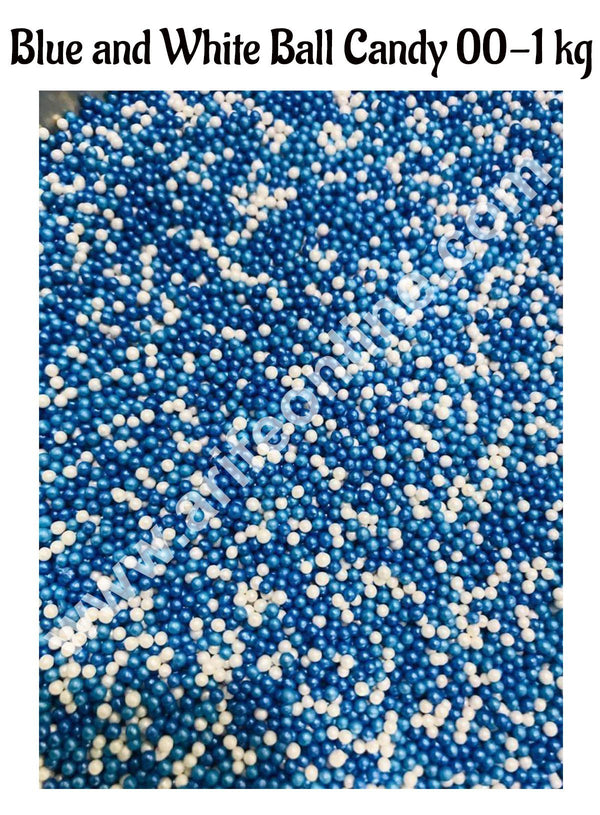 CAKE DECOR™ Sugar Candy - Blue and White Balls Candy- 00 - 1 kg