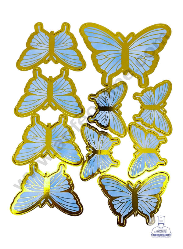 CAKE DECOR™ 10 pcs Sky Blue Butterfly Paper Topper For Cake And Cupcake ( SBMT-PT-1001-SkyBlue )