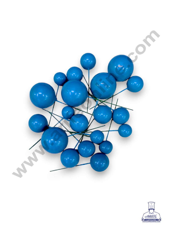 CAKE DECOR™ Persian Blue Faux Balls Topper For Cake and Cupcake Decoration - 20 pcs Pack (SB-BlueBall-20)