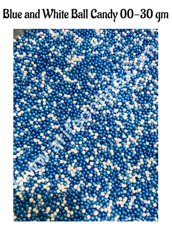 CAKE DECOR™ Sugar Candy - Blue and White Balls Candy- 00 - 30 gm