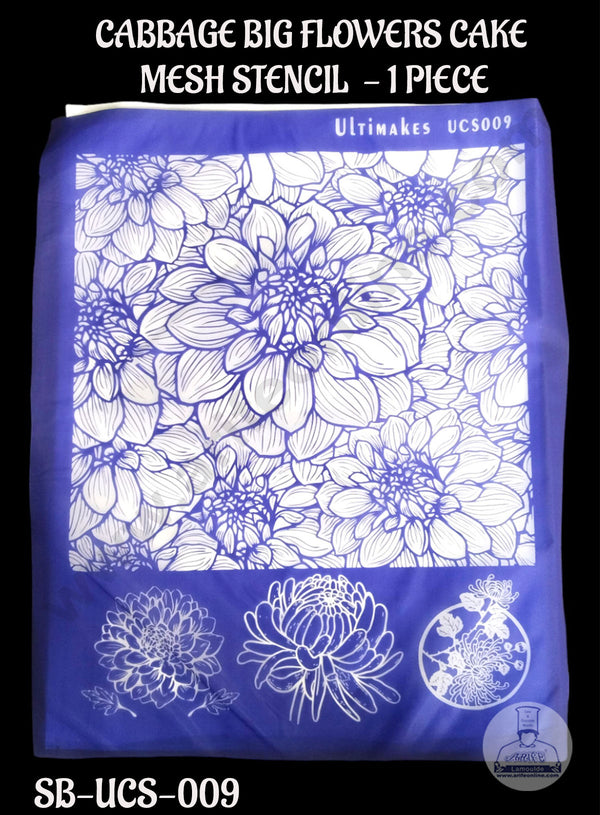 ULTIMAKES CABBAGE BIG FLOWERS MESH CAKE STENCIL  - 1 PIECE