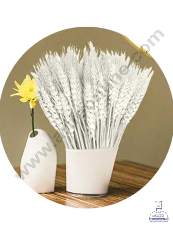 CAKE DECOR™ Natural White Color Dried Wheat Grass Wheat Stalks For Cake Decoration Bouquet Wedding Party Centerpieces Decorative - White (10 pcs pack)