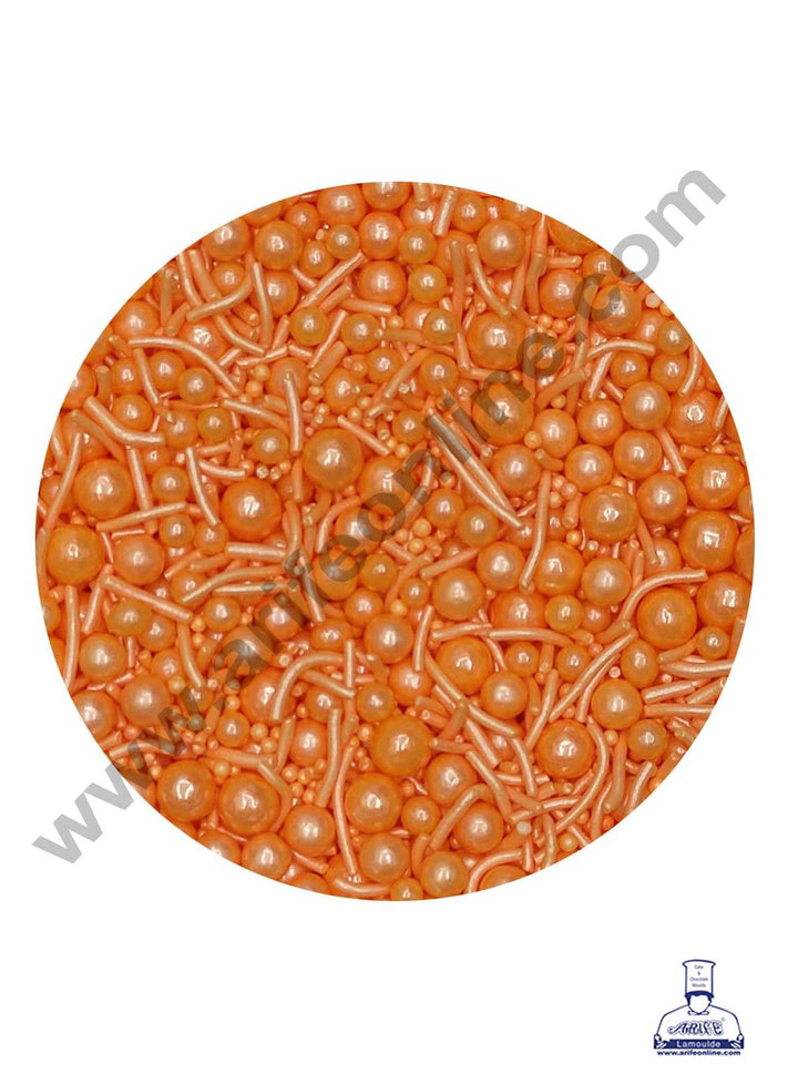 CAKE DECOR™ Sugar Candy – Mix Size Orange Balls with Vermicelli Candy – 100 gm
