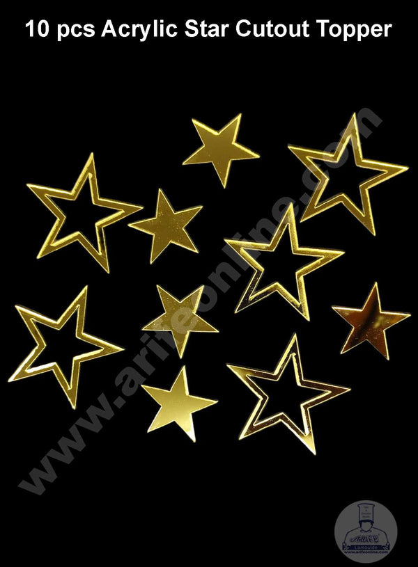 CAKE DECOR™ 10 pcs Acrylic Star Cutout Topper - Star ( SBMT-CO-02 )