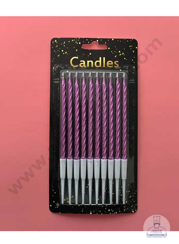 CAKE DECOR™ 10 pcs Rose Gold Twist Long Thin Candle for Party Decoration for Cake and Cupcake