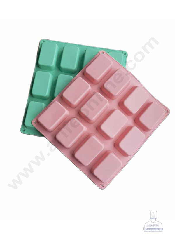 CAKE DECOR™ 12 Cavity Small Bread Loaf Mold Silicone Moulds for Soaps and Chocolate Jelly Desserts Mould