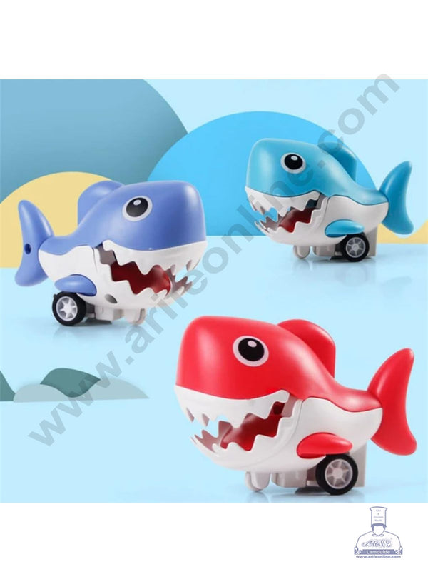 CAKE DECOR™ 1 Pc Baby Shark Theme Push and Go Play Toy Cake Topper Decorations Figurines - (SB-T-87-16)