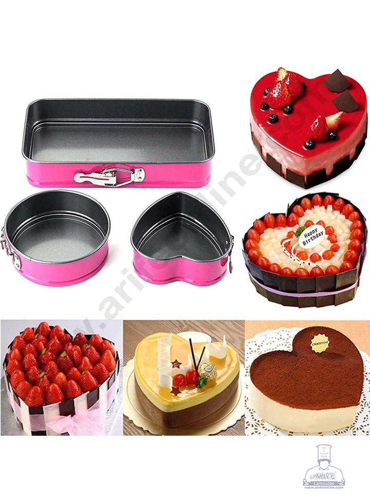 Rectangle Cake Forms Home CAKE DECOR™ 3 Pieces Heart Round Rectangle Mini Spring form Tin ...