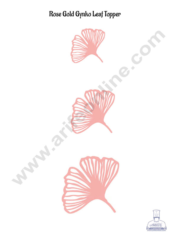 CAKE DECOR™ 3 pcs Gynko Leaves Acrylic Finishing Cake Topper - Rose Gold (SBMT-G-03)