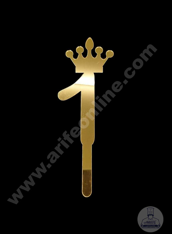 CAKE DECOR™ 5 Inch Acrylic Golden Number Toppers - One Number With Crown