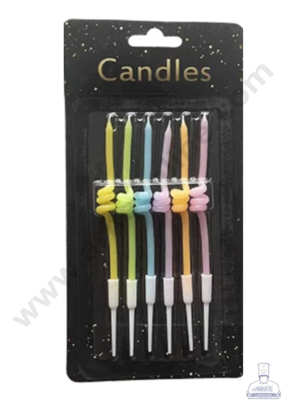 CAKE DECOR™ 6 pcs Pastel Colour Spring Long Thin Candle for Party Decoration for Cake and Cupcake