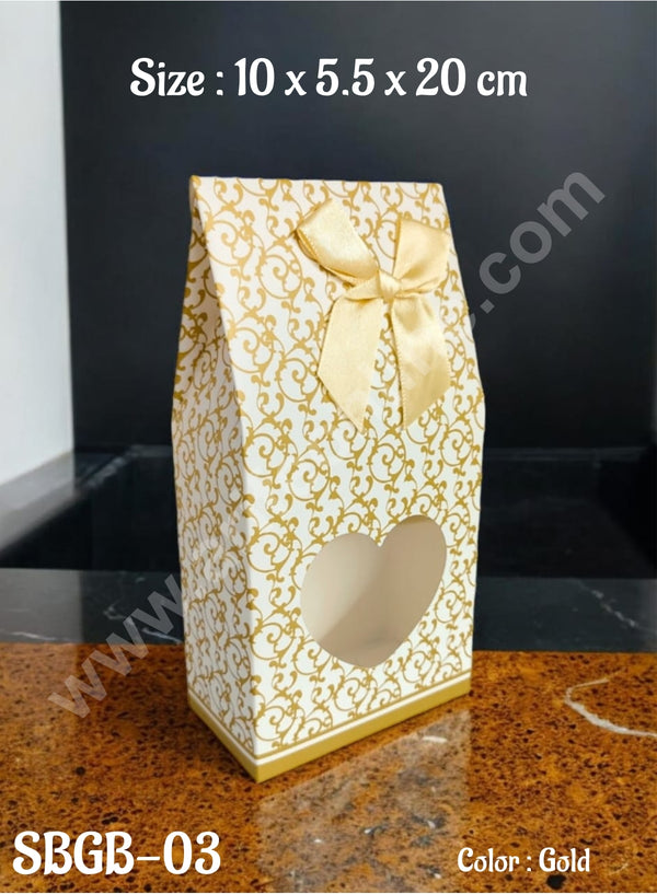 CAKE DECOR™ Goodie Bag For Hampers | Chocolate Box Hamper Box 10 Pcs Pack - Gold SBGB-03