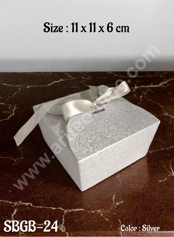 CAKE DECOR™ Goodie Bag For Hampers | Chocolate Box Hamper Box 10 Pcs Pack - Silver SBGB-24-S