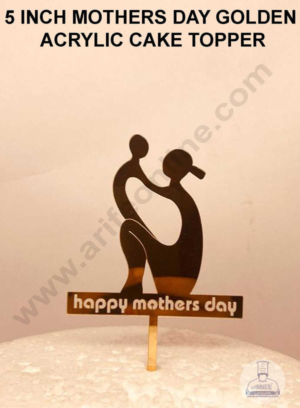 CAKE DECOR™ Happy Mothers Day Golden Acrylic Cake Topper - Happy Mothers Day ( SBMT-HMD-003 )