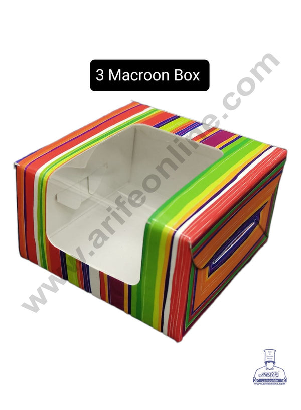 CAKE DECOR™ Printed - 03 3 Macaroon Boxes with Clear Window, Macaroon Carriers , Printed - 03 (10 Pc Pack)