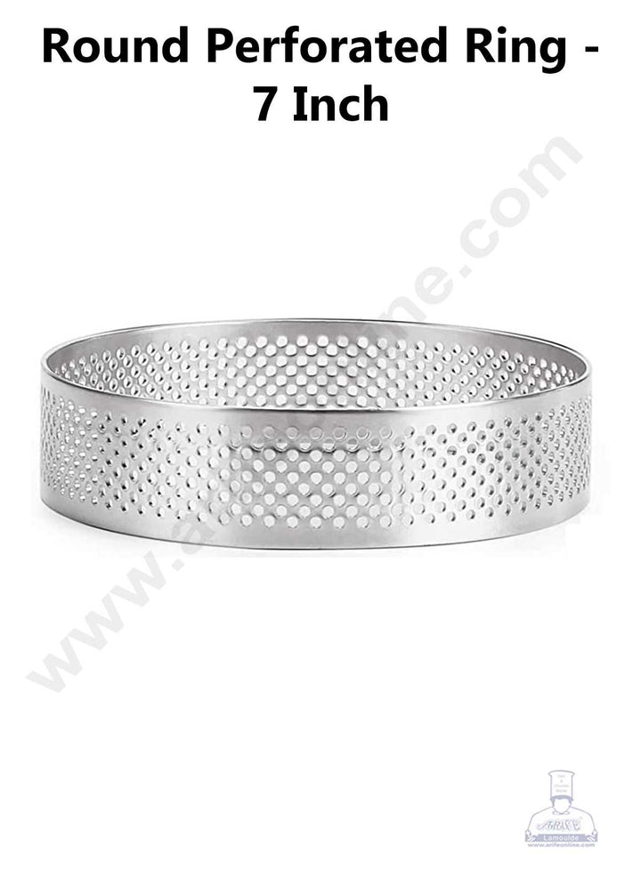 7 Inch Pastry Rings CAKE DECOR™ Stainless Steel Perforated Round Tart Cake Ring - 7 Inch ...