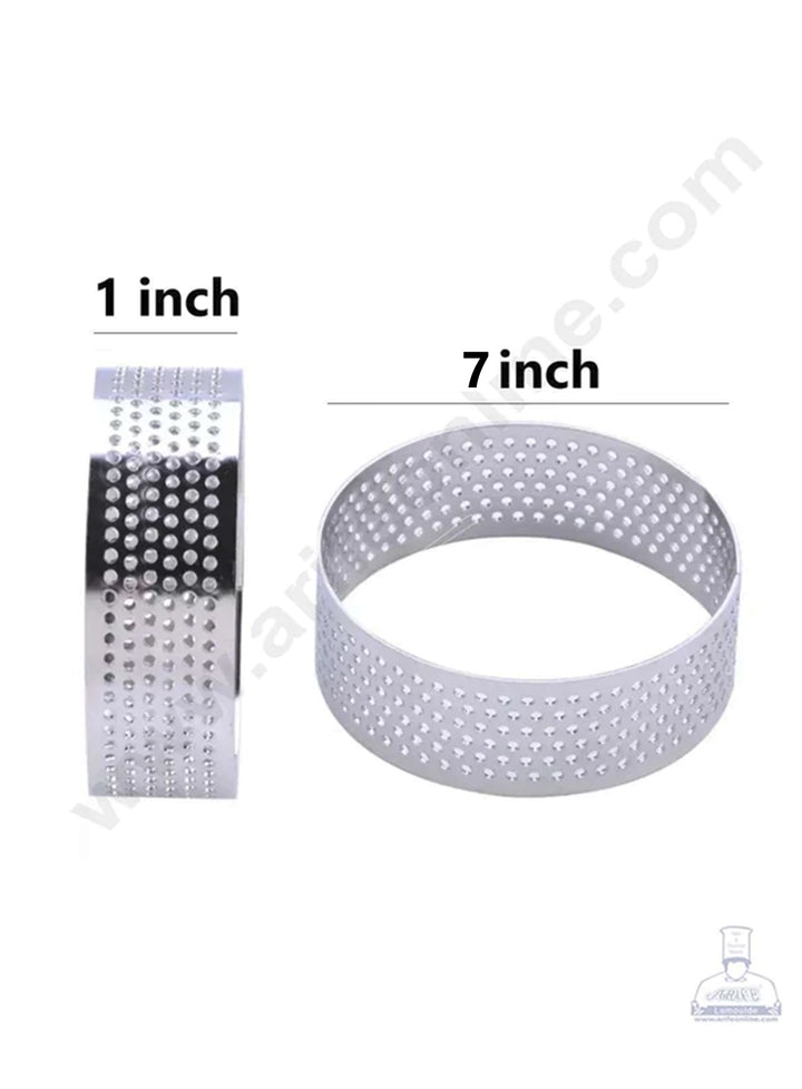 7 Inch Pastry Rings CAKE DECOR™ Stainless Steel Perforated Round Tart Cake Ring - 7 Inch ...