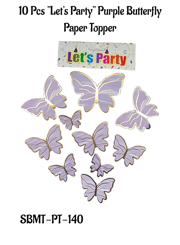 CAKE DECOR™ 10 pcs Let's Party Purple Color Butterfly Paper Topper For ...