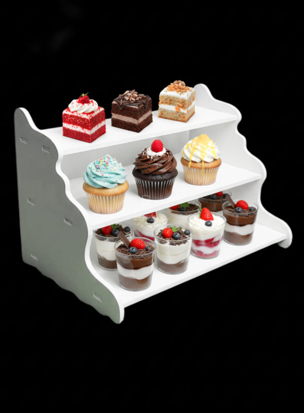 CAKE DECOR™ 3-Tier Scalloped Cupcake Display Riser Set | 1 Piece Pack