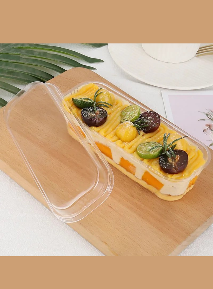 CAKE DECOR™ 5 Pcs Rectangle PVC Dessert Containers with Lid – Clear ...