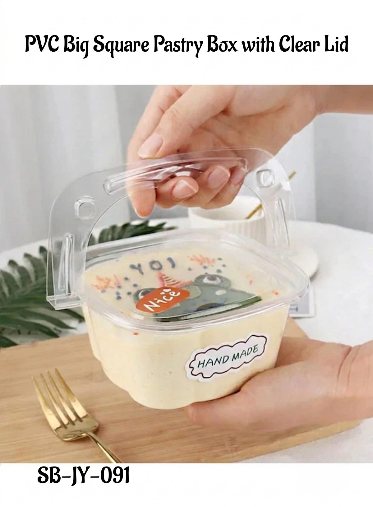 Home CAKE DECOR™ PVC Big Square Pastry Box with Clear Lid | Cube Box ...