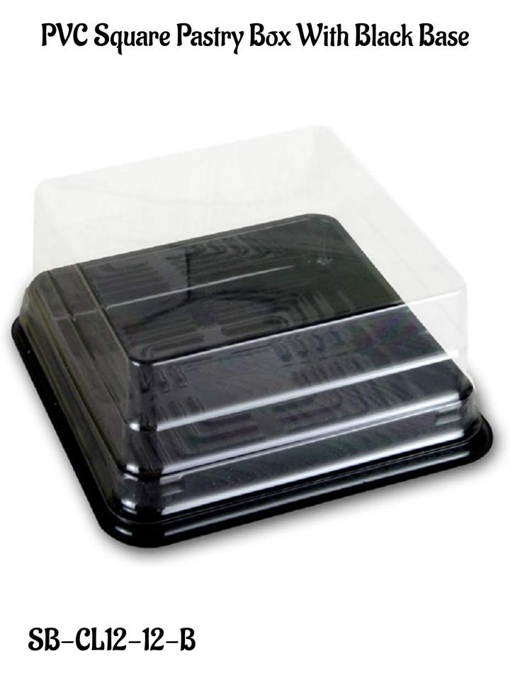 CAKE DECOR™ PVC Square Pastry Box With Black Base Cake Box | Dessert ...