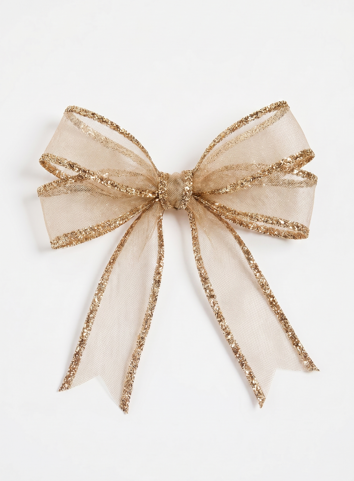 CAKE DECOR™ Sheer Organza Ribbon with Glitter Edge - Golden | 18 Meter ...